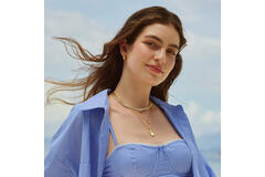  Starlit Drops - Link necklaces - Silver / 14kt GP - Zirconia - 45cm